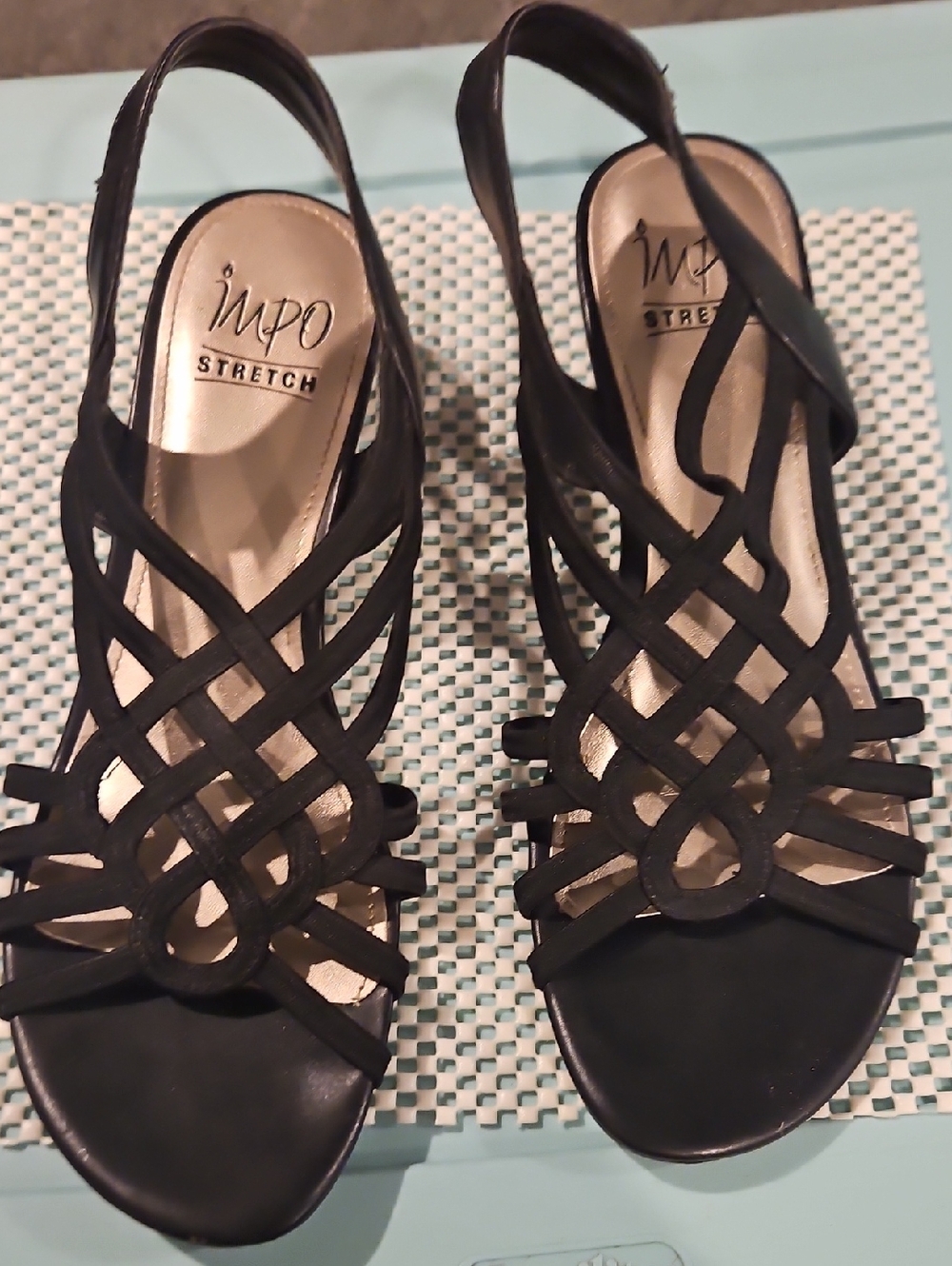Impo Black Strappy Woven Slingback Sandals